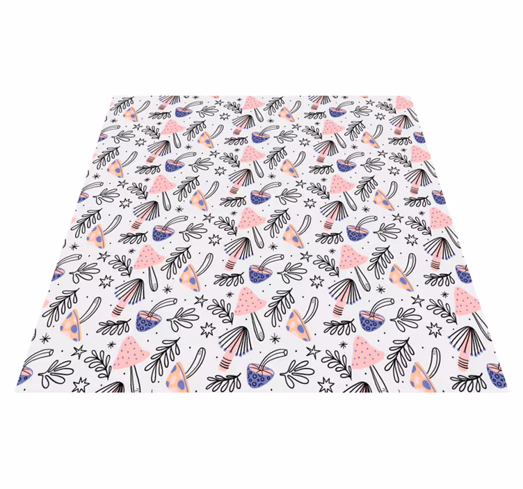 Tapis vinyle fleurs et plantes champignons classiques - TenStickers