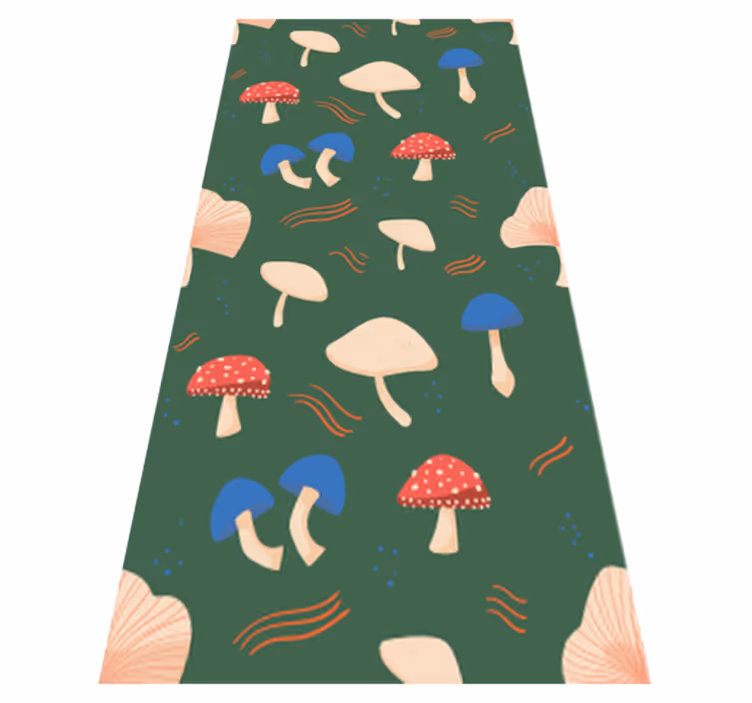 Tapis vinyle fleurs et plantes champignons rouges et blancs - TenStickers