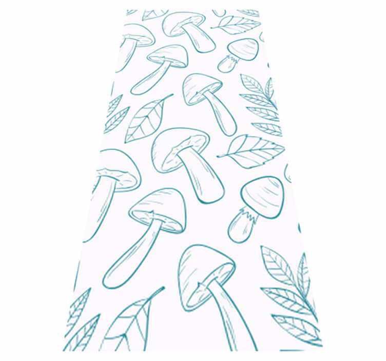 Tapis vinyle fleurs et plantes champignons blancs et bleus - TenStickers