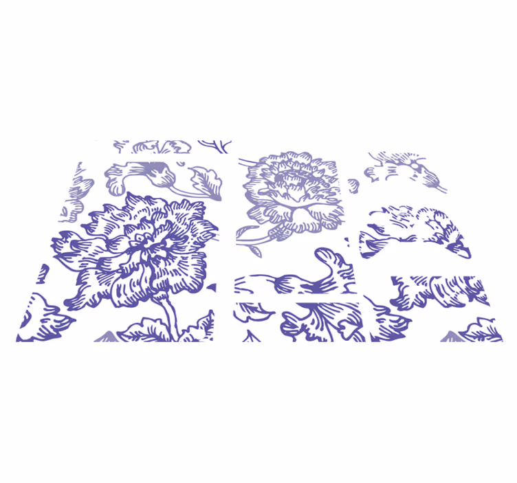 Tapis vinyle fleurs et plantes motif floral violet doux - TenStickers