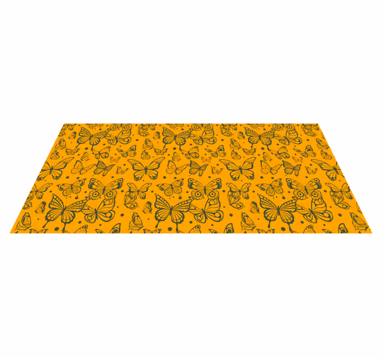 Tapis vinyle fleurs et plantes fond plantes papillons - TenStickers