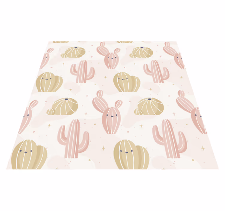 Tapis vinyle fleurs et plantes motif cactus mignon - TenStickers