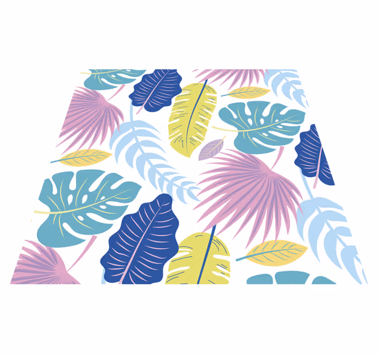 Tapis vinyle fleurs et plantes motifs de feuilles colorées - TenStickers