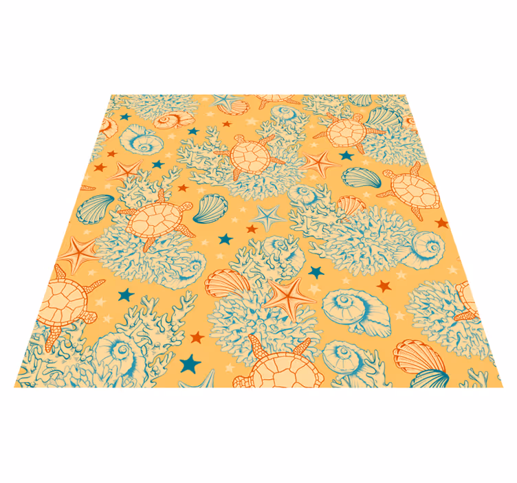 Tapis vinyle fleurs et plantes corail et vie marine - TenStickers