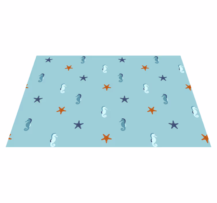 Tapis vinyle fleurs et plantes motifs hippocampe étoile - TenStickers