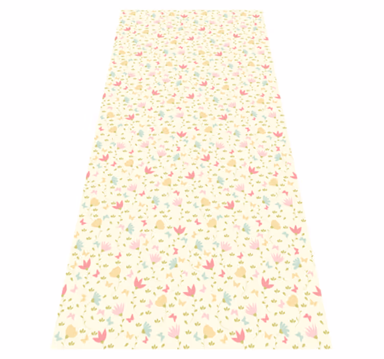 Tapis vinyle chambre fleurs et papillons - TenStickers