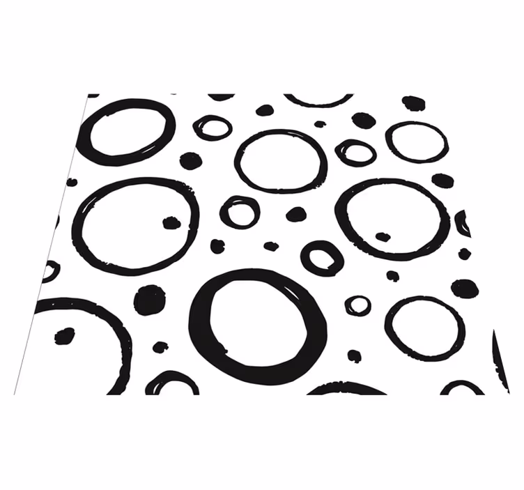 Tapis vinyle géométrique design circulaire noir et blanc - TenStickers