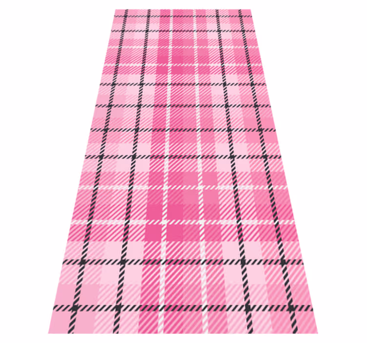 Tapis vinyle géométrique tartan rose et noir - TenStickers