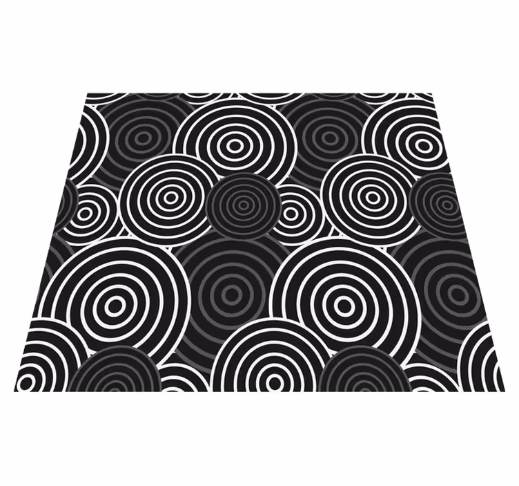 Tapis vinyle géométrique cercle noir avec fond - TenStickers