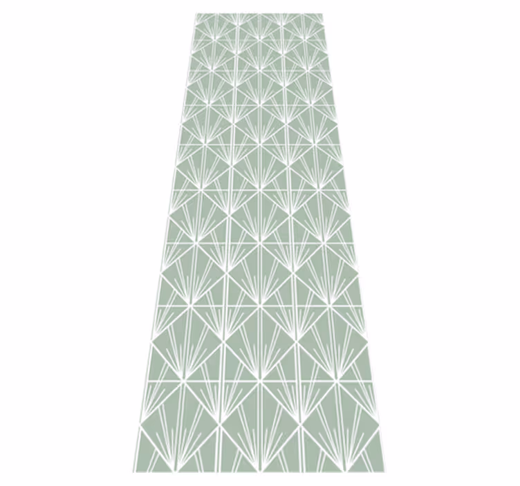 Tapis vinyle géométrique motif déco moderne vert et blanc - TenStickers