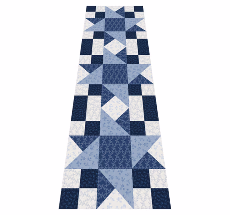 Tapis vinyle géométrique design triangles étoiles bleues - TenStickers