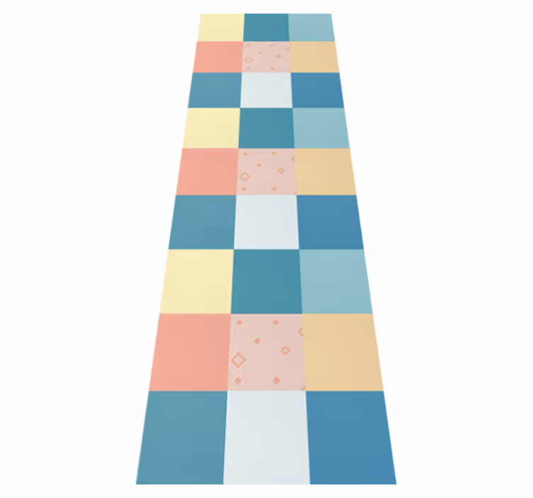 Tapis vinyle géométrique motif rétro coloré patchwork - TenStickers