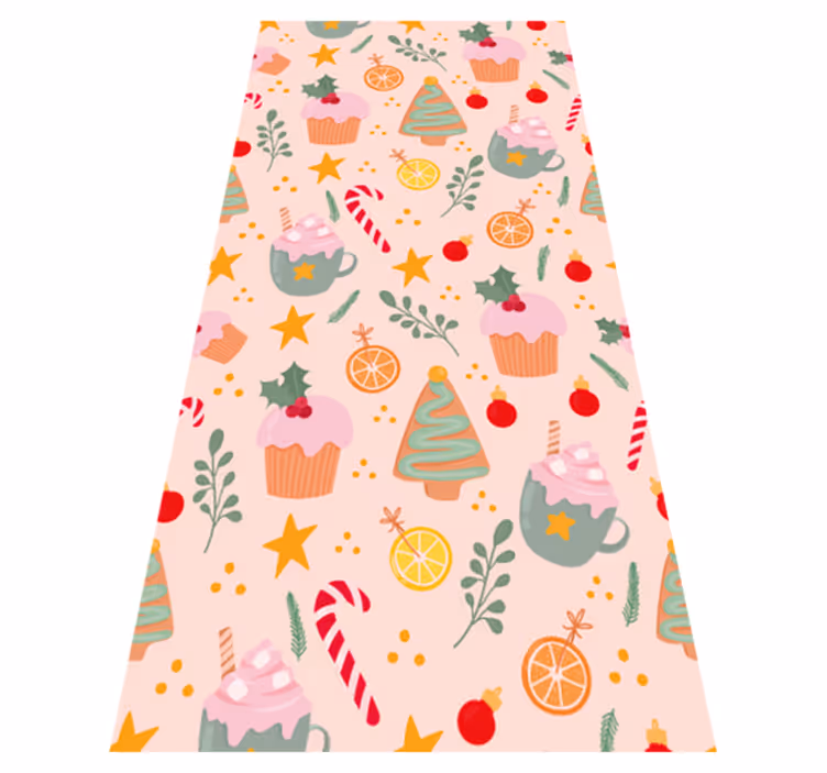 Tapis vinyle noël cannes de sucre et sapins - TenStickers