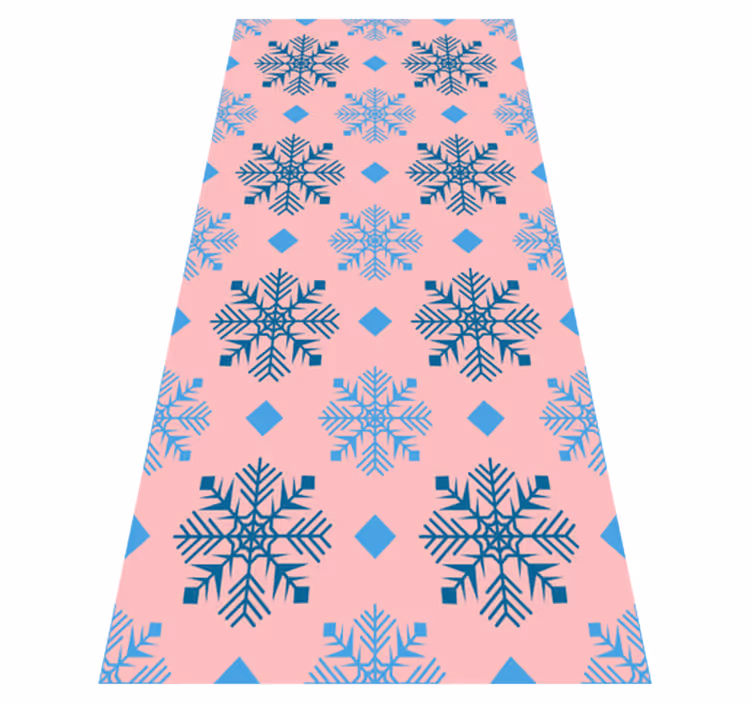 Tapis vinyle noël motif flocons rose et bleu - TenStickers