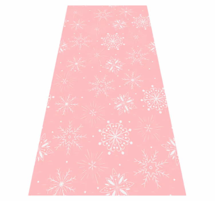 Tapis vinyle noël flocons blancs sur fond rose - TenStickers