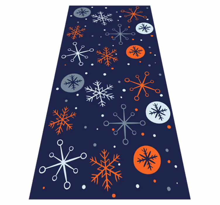 Tapis vinyle noël flocons de neige bleus et oranges - TenStickers