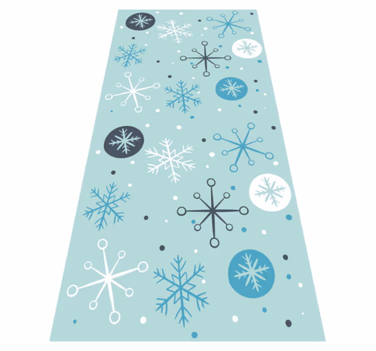 Tapis vinyle noël flocons de neige bleus et blancs - TenStickers