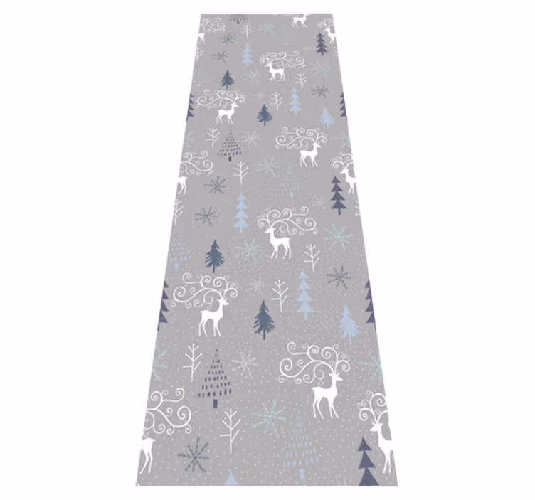 Tapis vinyle noël motif rennes et sapins blancs - TenStickers