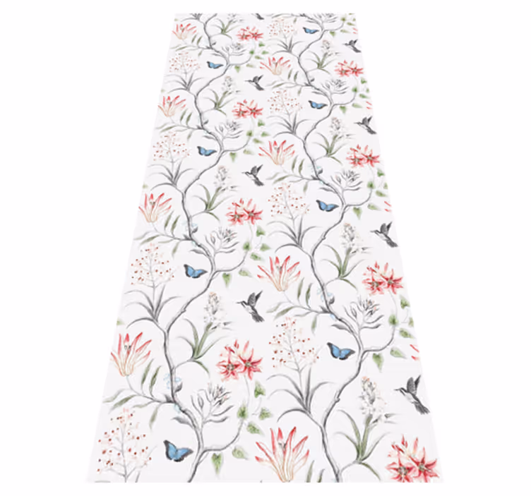 Tapis vinyle chambre branches de fleurs et papillons - TenStickers