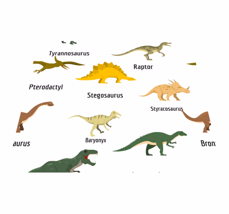 Tapis vinyle chambre dinosaures réalistes avec noms - TenStickers