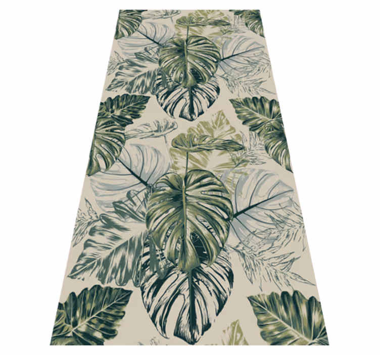 Tapis vinyle chambre motifs monstera dégradés beige - TenStickers