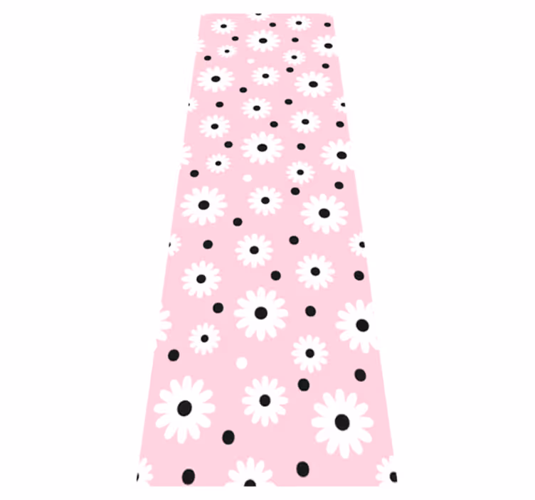 Tapis vinyle chambre motif fleurs à pois noirs et roses - TenStickers