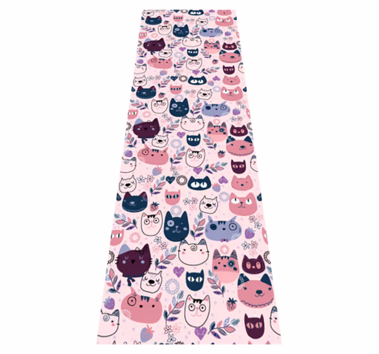 Tapis vinyle chambre motif chats roses tendance - TenStickers
