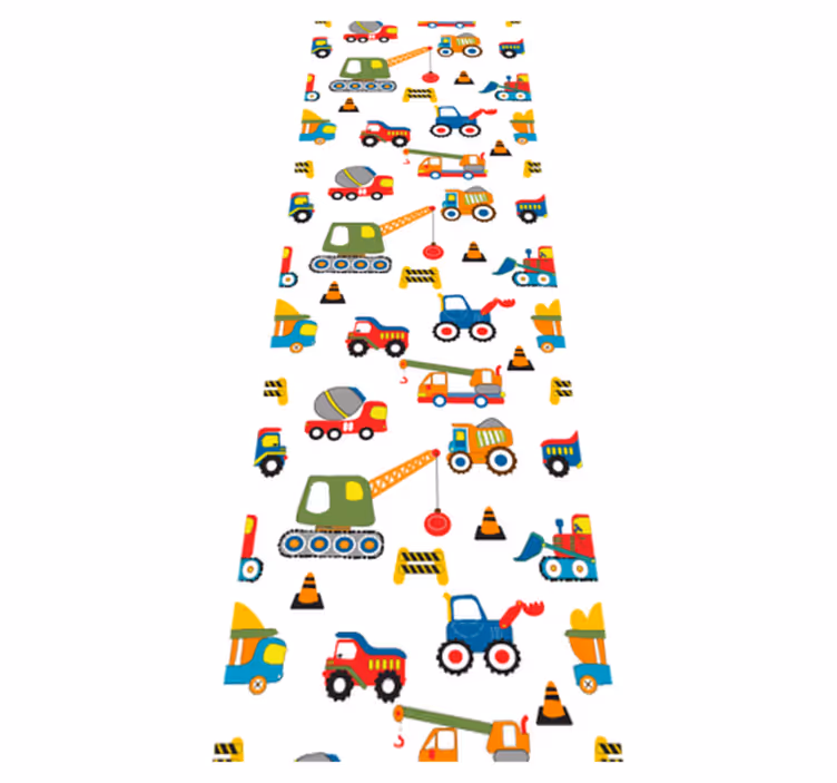 Tapis vinyle chambre design mignons de pelleteuses - TenStickers