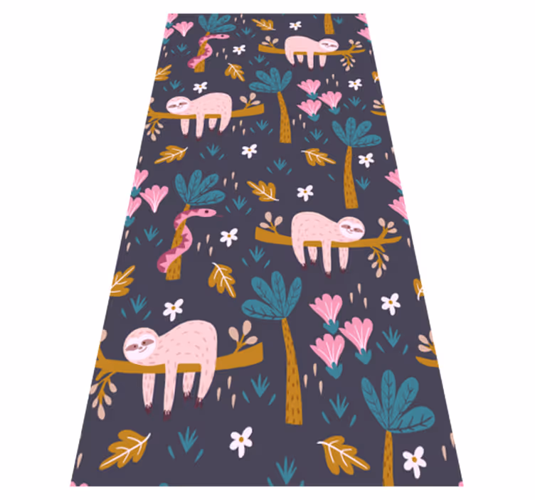Tapis vinyle chambre paresseux et feuilles - TenStickers