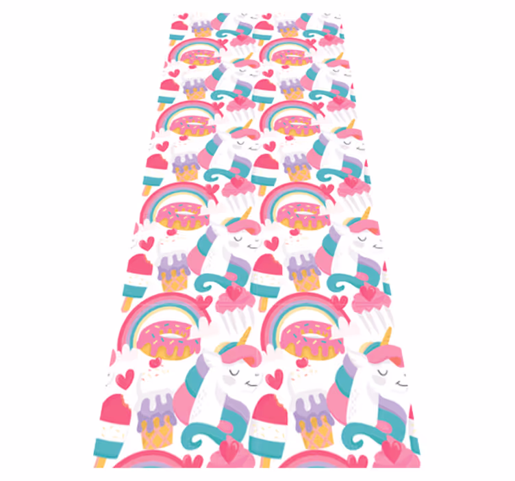 Tapis vinyle chambre licornes avec arc-en-ciel - TenStickers