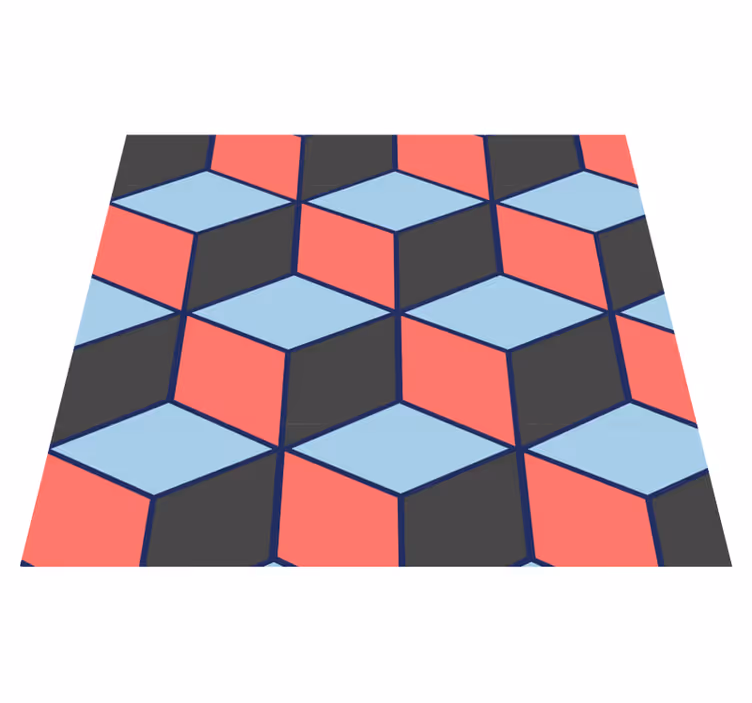 Tapis vinyle chambre carrés géométriques 3d - TenStickers