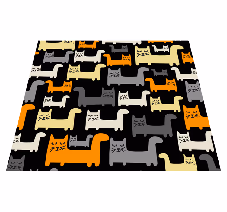 Tapis vinyle chambre chats géométriques colorés - TenStickers