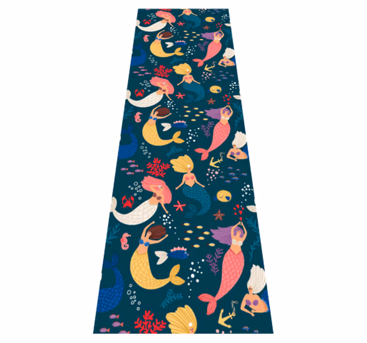 Tapis vinyle chambre motif sirène bleu foncé - TenStickers