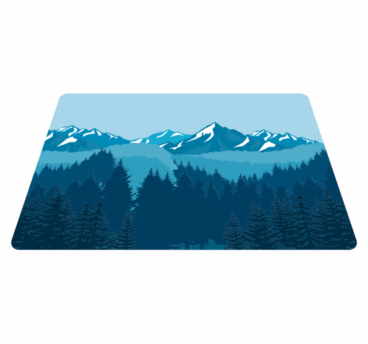 Tapis vinyle nature paysage bleu/vert complet - TenStickers