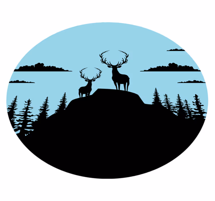 Tapis vinyle nature montagne avec des cerfs - TenStickers