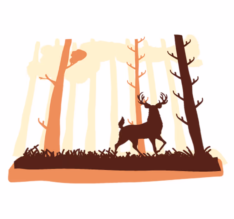 Tapis vinyle nature forêt brune et cerfs - TenStickers
