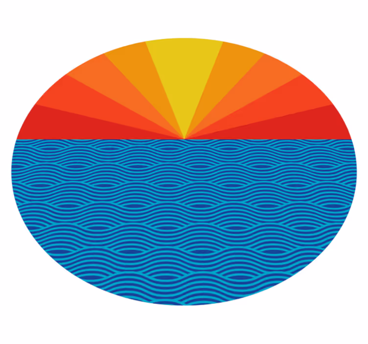 Tapis vinyle nature coucher de soleil rétro sur mer - TenStickers