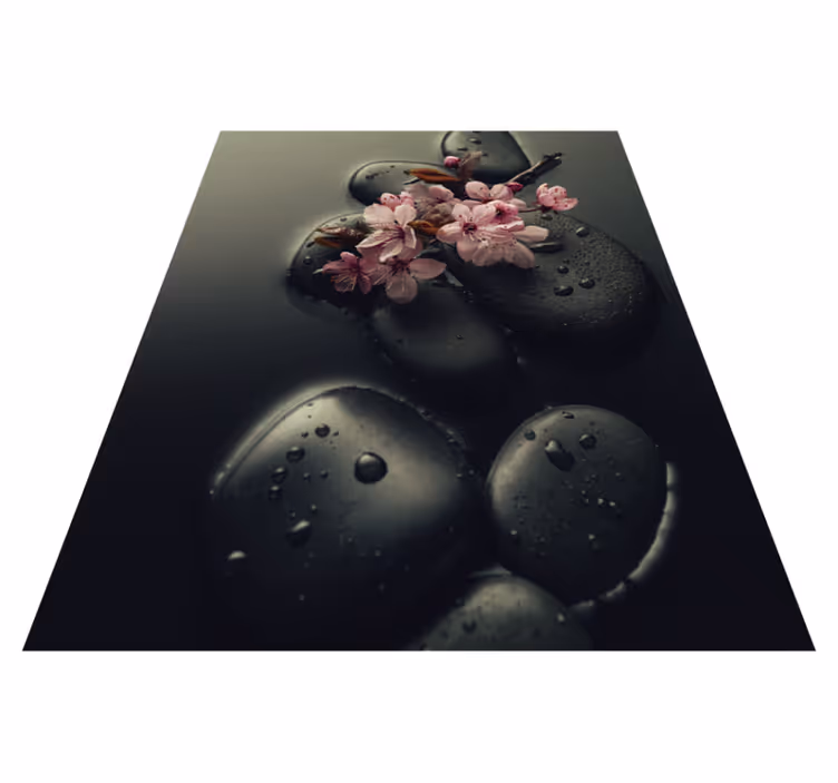 Tapis vinyle nature ambiance zen avec pierre pour wc - TenStickers