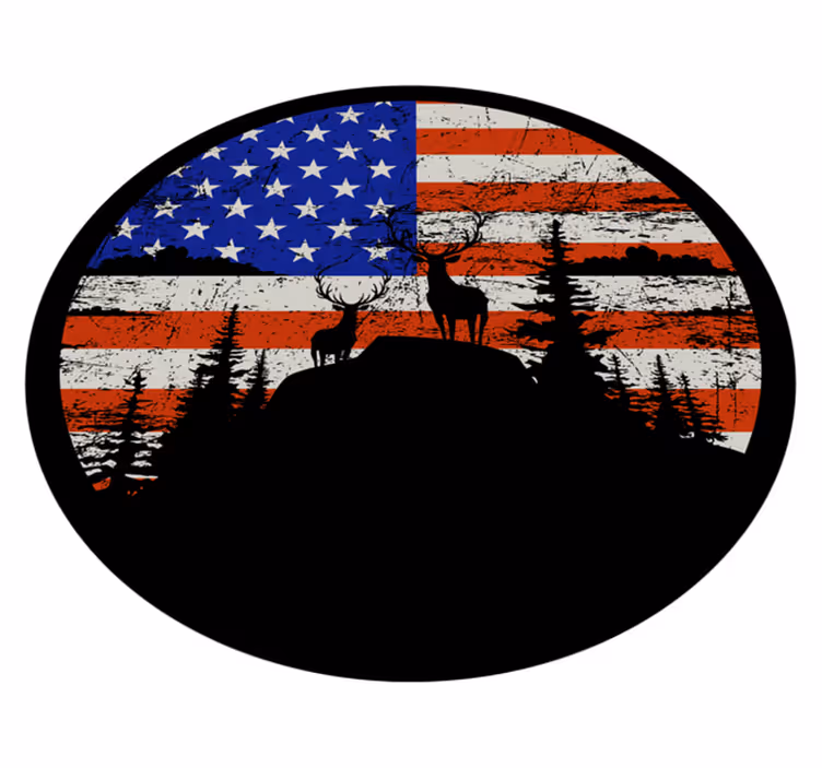 Tapis vinyle nature silhouette de montagne drapeau américain - TenStickers