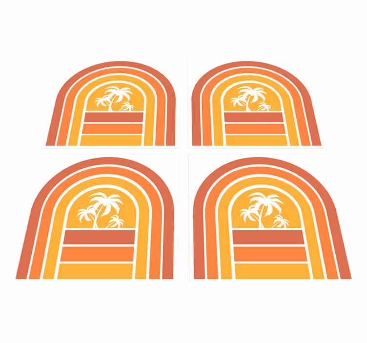 Tapis vinyle nature couchers de soleil et palmiers - TenStickers
