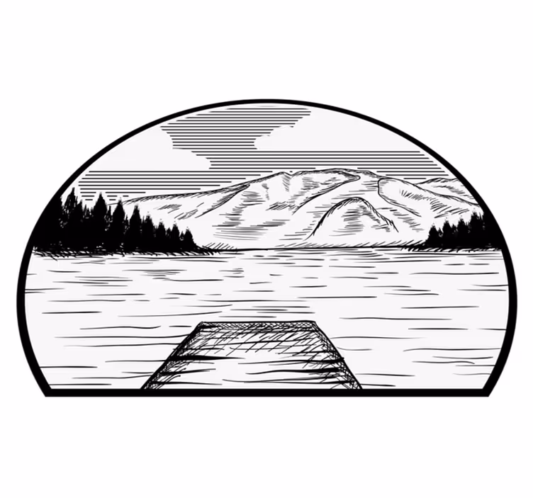Tapis vinyle nature camping-car lac de pin - TenStickers