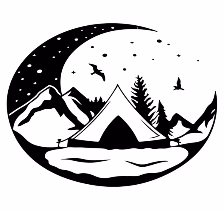Tapis vinyle nature montagnes et nuit de lune - TenStickers