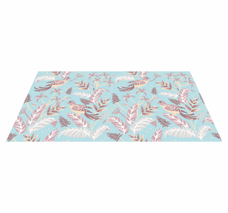 Tapis vinyle nature motif floral bleu et rose - TenStickers