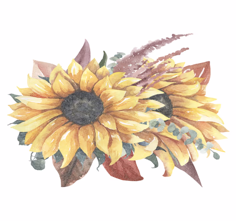 Tapis vinyle nature arrangement floral tournesol - TenStickers