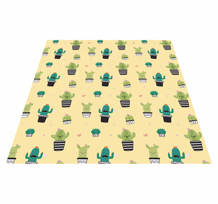 Tapis vinyle fleurs et plantes cactus dessin motif - TenStickers