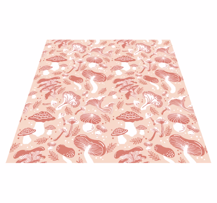 Tapis vinyle fleurs et plantes champignons forestiers beige - TenStickers