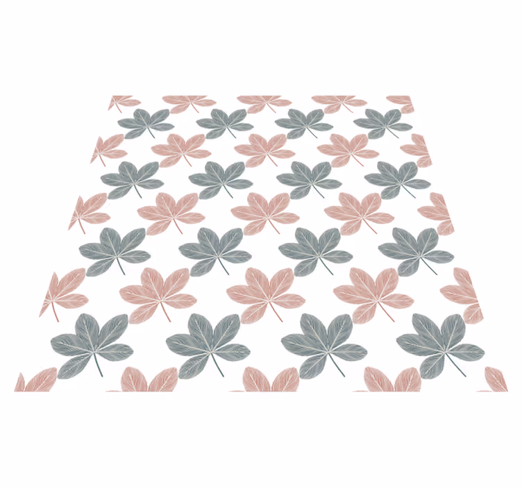 Tapis vinyle fleurs et plantes design acrylique rose et bleu - TenStickers