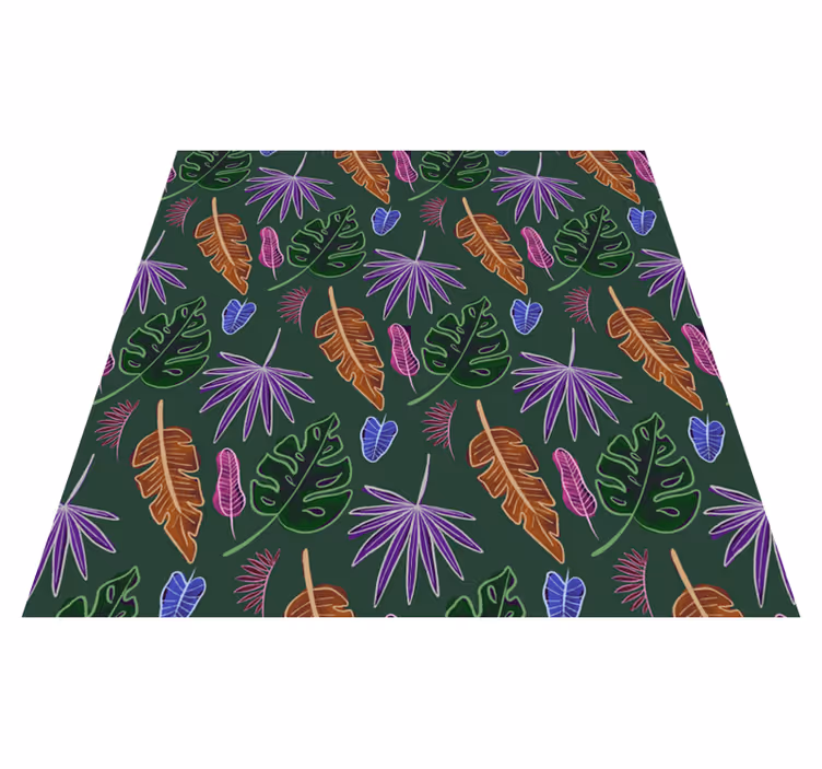 Tapis vinyle fleurs et plantes néon géométrique - TenStickers