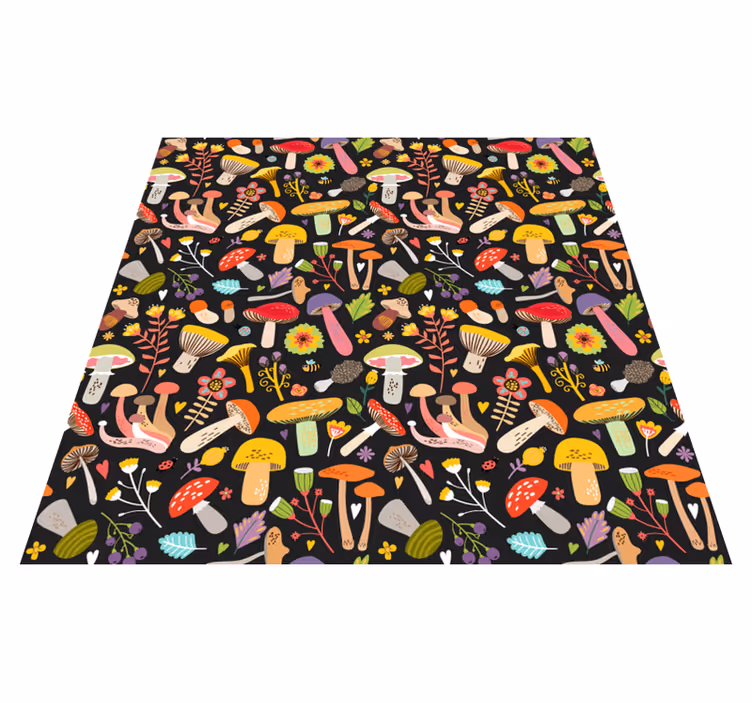 Tapis vinyle fleurs et plantes motif champignons d'automne - TenStickers