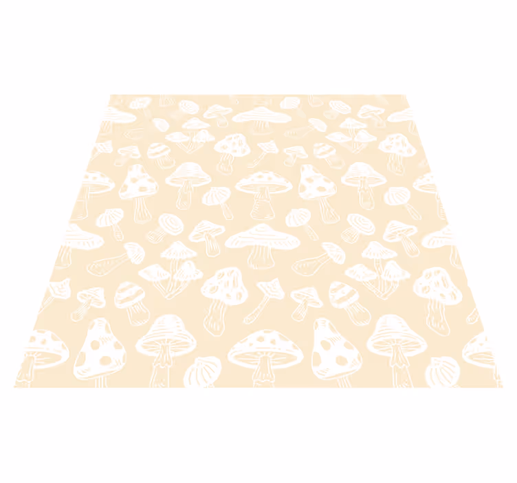 Tapis vinyle fleurs et plantes motifs champignons beiges - TenStickers